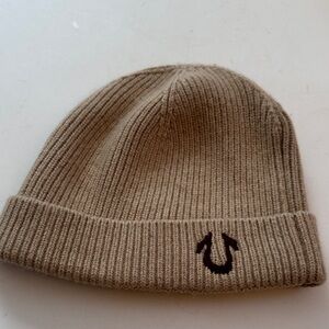 True Religion Beige Knit Beanie